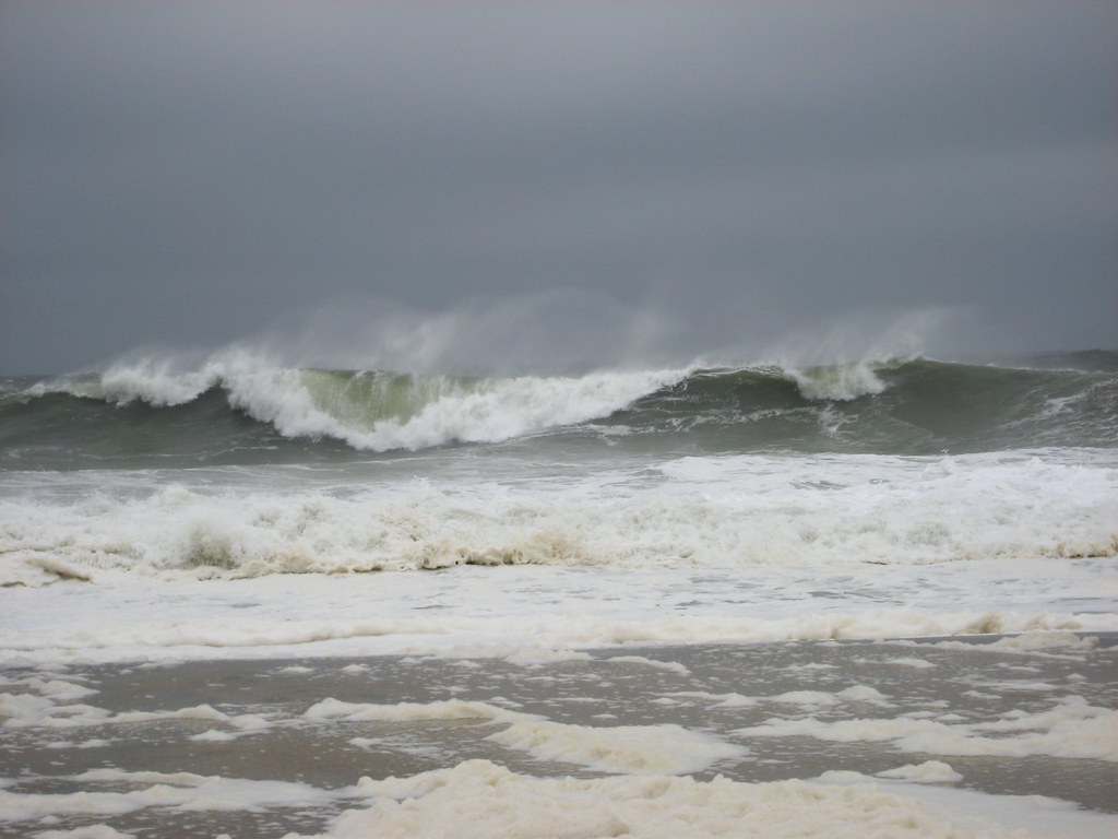 Hurricane force winds on beach