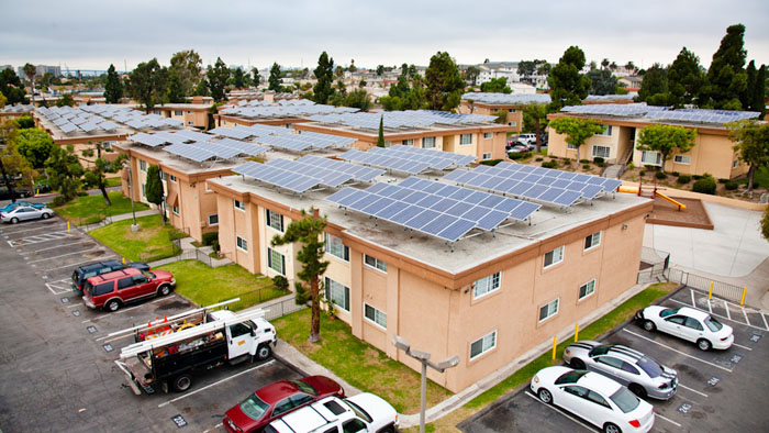 Park Villas solar installation on rooftops of residential buildings